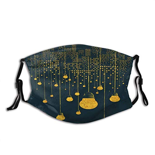 Preisvergleich Produktbild Gesicht Schal Häuser verwandeln Sich in Glühbirnen Sturmhaube Unisex Wiederverwendbare Mund Bandanas mit 2 Filtern für Teen Männer Frauen