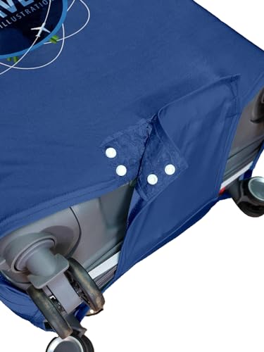 Image of Cortina Abstract Design Travel Suitcase Protective Cover | Medium | Fits 22 inch-26 inch Luggage | Eco-Friendly | Polyester-Spandex | 65cm (24 inch) | Luggage Protectors | Anti Scratch | Pack of 1 | Blue 5