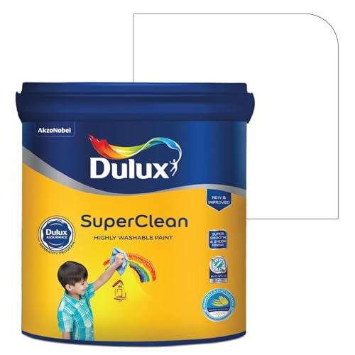 Image of Dulux SuperClean Interior Emulsion Paint For Walls | Soothing Sheen & Rich Finish | Washable & Easy To Clean | Water Based Durable Paint (20L, Br.White)
