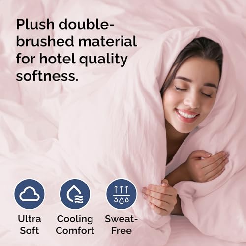 Image of Duvet Cover Full Size Set - Extra Soft Full Duvet Cover 80 inch x 90 inch with 2 Pillow Shams for Women, Men, Kids & Teens - Hotel Luxury w /Zipper Closures & Ties - Comfy, Cozy & Breathable (Lavender Pink)