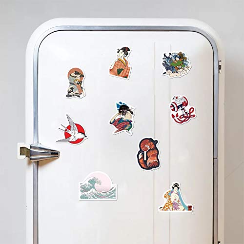 Ukiyoe Stickers| Japanese Ukiyo-e Wave Waterproof Vinyl Stickers for Water Bottles Bicycle Laptop Refrigerator Luggage Computer Mobile Phone Skateboard Bike Decals (50 Pcs)