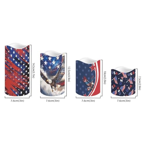 Image of Blad Eagle Flameless Battery Operated Lamp with Remote 250th Years of Freedom LED Electric Candles Patriotic American Flag Fack Candle for Independence Day 4th of July Home Decors, 4 Pack