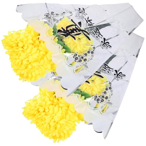 TOKIDNY Bouquet di Crisantemi Artificiali 2 Mazzi Fiori Finti per Cimitero Composizione Floreale per Tombe e Loculi Esterni