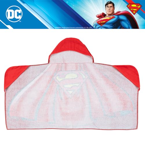 Image of Franco Superman DC Comics Cape Kids Super Soft Bath /Pool /Beach Soft Cotton Terry Hooded Towel Wrap, 24 in x 50 in, (Officially Licensed Product)