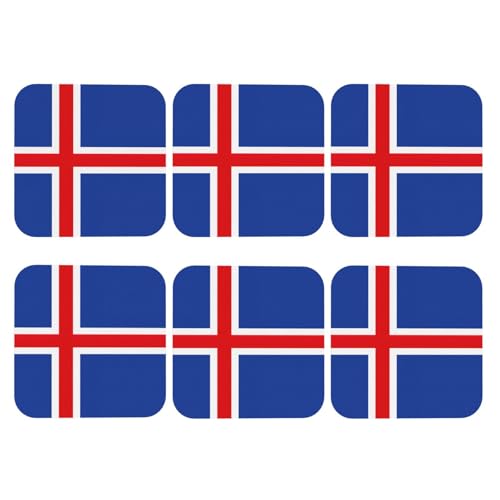 Lot de 6 sous-verres en cuir PVC avec motif drapeau de l'Islande