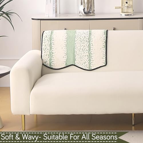 Image of HOKIPO Luxury Wavy Sofa Backrest Cover Mat 55x80 cm | Pack of 1 Anti Slip Backrest Mat, Pistachio Green (AR-6218-GRN)
