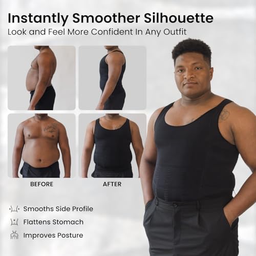 Image of SHAPERLUV Mens Compression Shirt Tank Top 2.0 Sleeveless Body Shaper - Compression Shirts for Men Shapewear Undershirt
