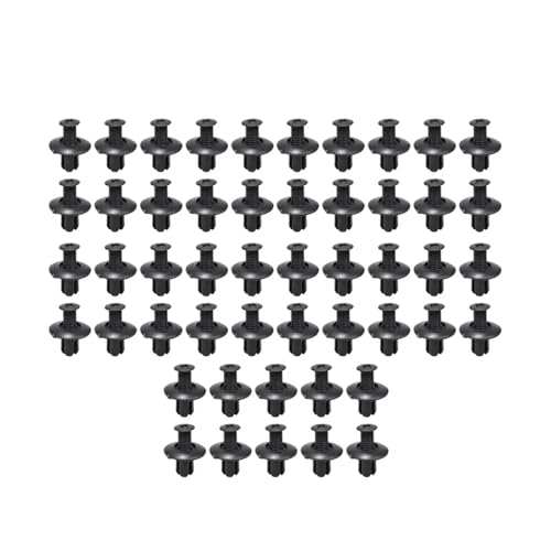 QASTGDE 50個 9穴 プラスチックリベット ファスナー プッシュクリップ ブラック バンパー ドア トリム パネル リテーナー ファスナー クリップ カーアクセサリー(50pcs)