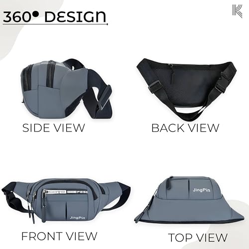 Image of Kraptick Premium Unisex Waist Bag for Men and Women - Stylish Hip Bag, Fanny Pack, Travel Money Belt (Black)