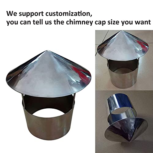 Kesimo Chimney Cowl Stainless Steel Waterproof Round Air Vent Cowl Cap Roof Chimney Flue Cowl Pipe Rain Cover Protector Cap Ending Heating Stove Exhaust Pipe Chimney Rain Cap,170Mm #TOP4