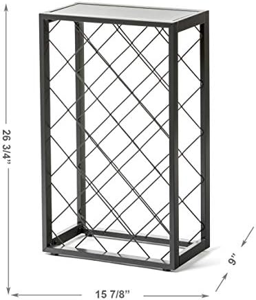 Mango Steam 23 Bottle Wine Rack with Glass Table Top, Pewter