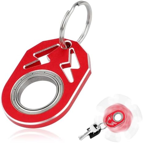 Fidget Keychain Spinner, Metal Spinning Keychain Portable Spinner Key Holder s Gift for Adult Men Women Teens Finger Exercise (Red)