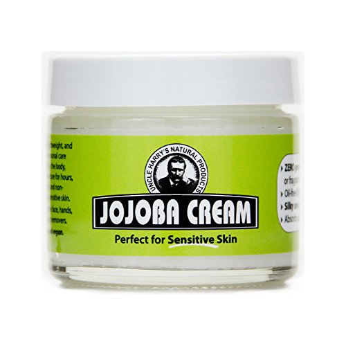 Uncle Harryâ€™s Natural Products Jojoba Cream, Smooth Lightweight Fragrance Free Jojoba Esters, Gentle and Non-Comedogenic Perfect for Sensitive Skin, Gluten and Hexane Free Vegan, 2 Ounce Glass Jar