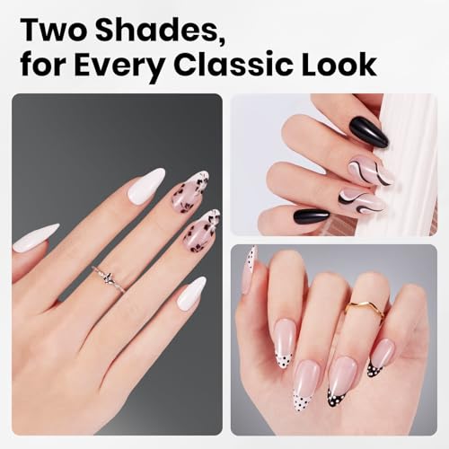 Image of Beetles 2 Colors 8ML White Black Gel Nail Polish Kit with U V Light, 6 Pcs Gel Polish Set Classic DIY Manicure Kit with Base & Top Coat Nail File for Beginners Soak Off Gifts for Women