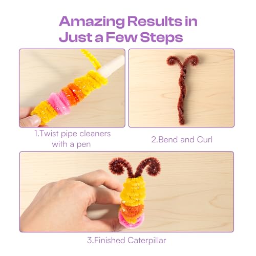 Image of Caydo 200PCS Glitter Pipe Cleaners Craft, Sparkly Pastel Chenille Stems for Flower Making, DIY Art Creative Projects and Holiday Party Decorations
