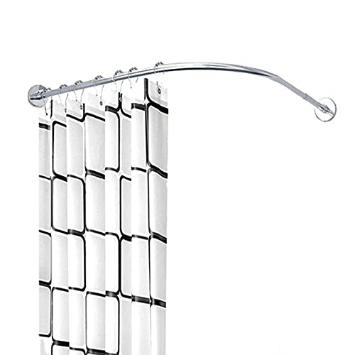 Barre de rideau de douche courbée pour gagner de la place sans percer le carrelage