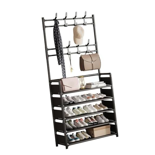 Étagère à chaussures en fer durable noire avec 5 niveaux - 5