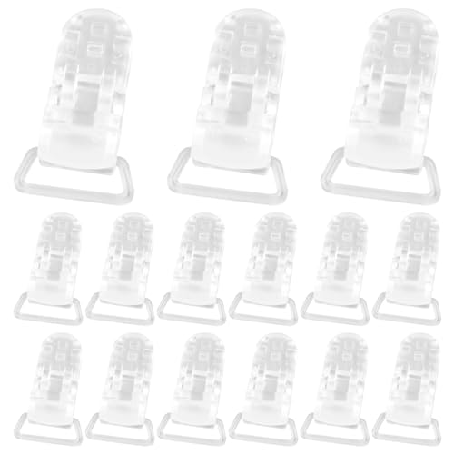 15pcs Environmental Plastic Pacifier Holder Clips Transparent Suspender Clips with