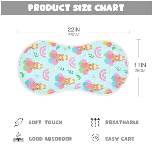 Balloon Bears Pattern Muslin Baby Burp Cloths - Super Absorbent and Soft Burping Rags - Cotton Burp Clothes Set for Boys and Girls, 4 Pack2