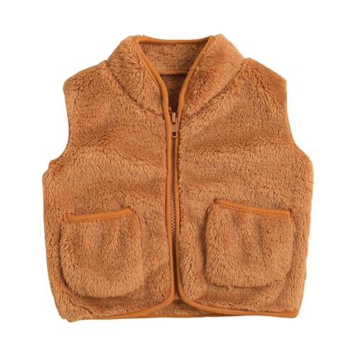 Toddler Baby Fleece Vest Little Boys Girls Fuzzy Sherpa Waistcoat Sleeveless Zip Up Fall Winter Jacket with Pockets