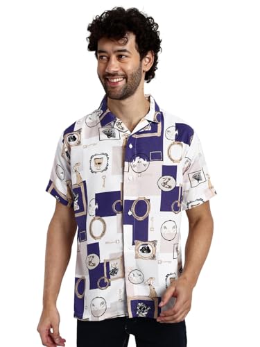 Image of GRECIILOOKS Men's Shirt - Summer Button Down Shirts || Half Sleeve Shirt for Man||Stylish Mens Casual Shirts||Formal and Comfort Rich Printed Shirt`s for Mens