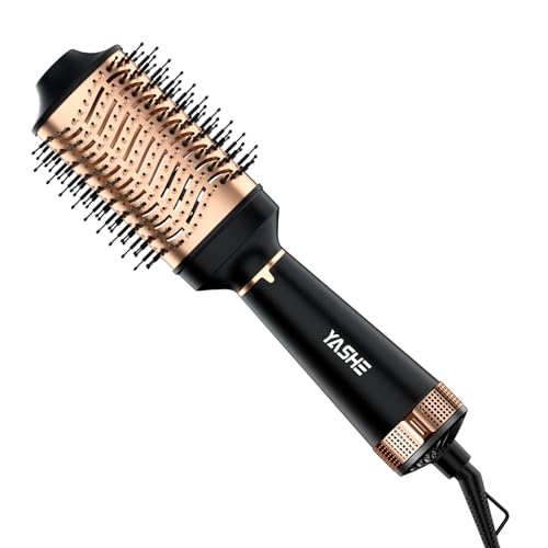 4-in-1 Ionic Hair Dryer Brush - Oval Titanium Barrel for Drying, Straightening, Curling, and Volumizing - Black