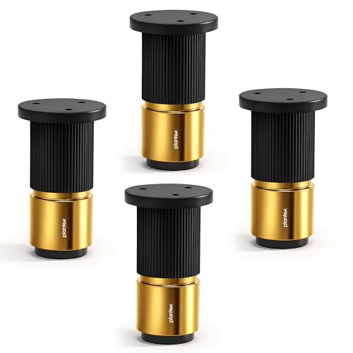 Image of Plantex 3 Inch Sofa Leg for Bed Furniture /Aluminium Sofa Leg for Table /Support Legs /Furniture Leg - Pair of 2 (4 Piece) (DTS-77, Black & Gold)