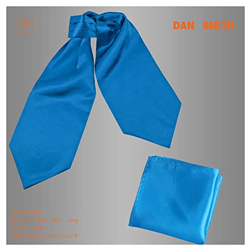 Dan Smith Solid Mens Cravats 46" Silk Blend Blue Self Ascot Cravat Tie Pocket Squares Set C.c.aq.e.016 Deep Sky Blue #TOP2