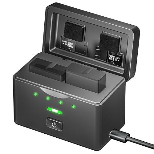 Battery Charger for GoPro Hero 13 Accessories Power Bank for go pro 4000mAh Dual Slots Rechargeable Batteries 18W Fast Charging with Type-C Cable Compatible with SD Card