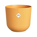 elho Jazz Round 30cm Flower Pot - Large Indoor Plant Pot - 100% Recycled Plastic - Unique Structure - Ø 29.5 x H 27.5 cm - Yellow/Amber Yellow