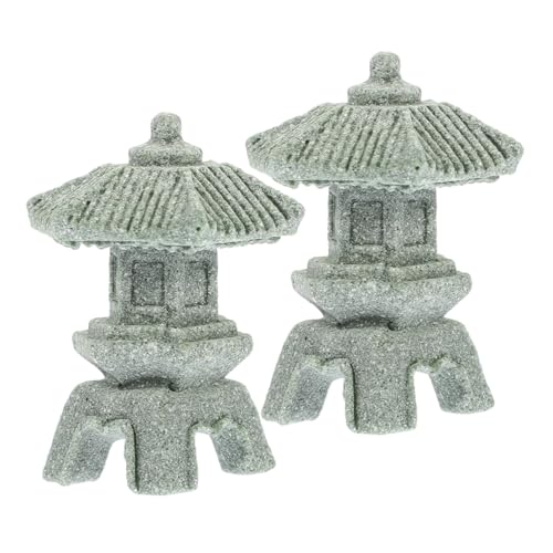 TOYANDONA 2piezas Miniaturas De Piedra Pagoda Japonesa Farol Zen para Jardín Bonsái Decoración Micro Paisaje Acuario Exterior