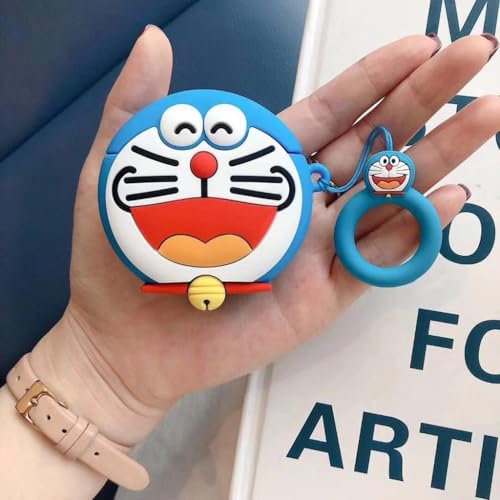 Image of Dezet Cute Soft Silicone Pouh Case for Airpods Pro GEN-2 (2022) � 3D Cartoon Animal Character Cover with Keychain Ring, Shockproof & Dustproof Protective Case for Kids & Girls (DOREMOON)
