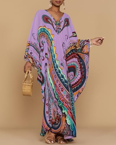 Image of Bsubseach Moo Moos for Women Batwing Sleeve Kaftan Dresses with Pockets