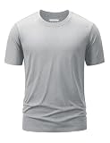 [TACVASEN] てぃーしゃつメンズ 半袖 tシャツ グレー 夏 インナーシャツ 無地 ヘビーウェイト コットン 秋 ライト杢グレー 2XL