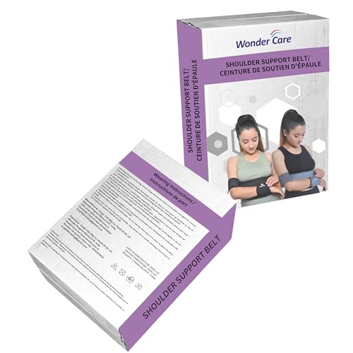 Wonder Care-Left Right Shoulder Immobilizer Arm Sling Elastic Brace for Clavicle Collar Bone Dislocation Subluxation Shoulder Support Compression Brace After Rotator Cuff Surgery - Grey..