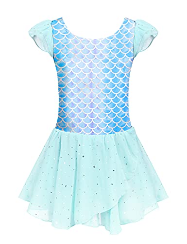 Image of Arshiner Girls Ruffle Sleeve Ballet Dance Dress Tutu Skirted Leotard