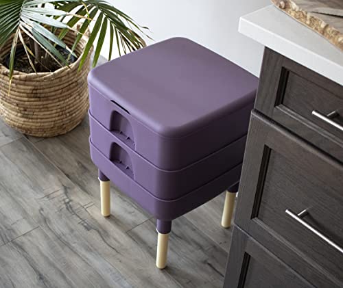 Image of FCMP Outdoor - The Essential Living Composter, 2-Tray Worm Vermicomposter Bin (HF-LC4000v2-PUR) Plum