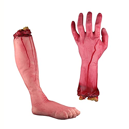 HENGBANG Halloween Blood Requisiten Gruselige Gefälschte Abgetrennte Hand Gebrochene Körperteile Für Haunted House Party Supplies Menschliche Füße Blutige Leichenteile (Männliche Hand) Cover
