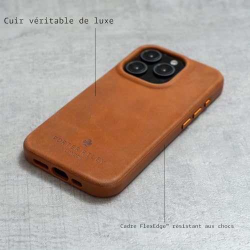 Étui en cuir iPhone 15 Pro Max coque protection fine antichoc marron - 2