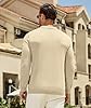 Elainone Mens Knit Striped Polo Shirts Long Sleeve Fashion Vintage Quarter Zip Jumper for Men UK Casual Polo Sweater Top Apricot 3XL #3