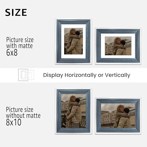 Image of Art Street Luxury Photo Frame for living room, Modern Step Design Photo Frames for Photograph, Art Work, Kids Room Set of 6 (8x10 Inch, Blue)
