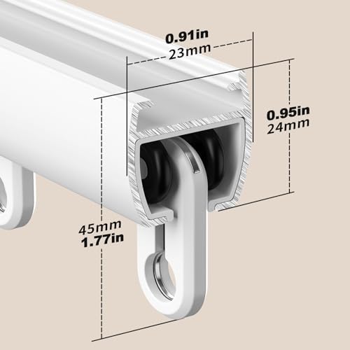 Double Row Ceiling Curtain Rod, Heavy Duty Adjustable Track for Open Spaces, Flexible Drapery System for Living Room, Bedroom, Patio, Sliding Doors (White, 10.2ft)