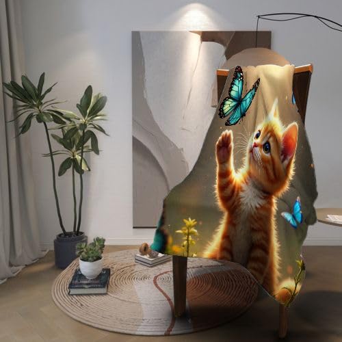Podwójny koc polarowy 220 x 240 Zwierzę Kot, Duży komfortowy koc 220 x 240 cm | Rozmiar king size, trwała miękkość i łatwa pielęgnacja, idealny do głębokiego snu A25