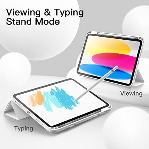 Image of JETech Cover Case for iPad (A16) 11th /10th Generation (2025 /2022) with Pencil Holder, Slim Tablet Cover with Soft TPU Back, Auto Wake /Sleep (White)