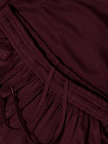Hat And Beyond Mens Mesh Shorts Elastic Sports Gym Performance Workout Boxing Jersey Basketball Pants (X-Large, 1Ih01_Burgundy) #TOP2