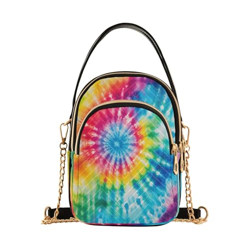 Quilted Crossbody Bags for Women,Rainbow Tie Dye Women's Crossbody Handbags Small Travel Purses Phone Bag