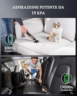 Fanttik Slim V8 Apex Aspirabriciole Senza Fili Per Auto,Alta Potenza di Aspirazione 19000Pa,Ricarica Rapida USB-C in 2,5 Ore,4 in 1 Aspirapolvere e Soffiatore d'aria e Pompa ad Aria e Pompa Sottovuoto