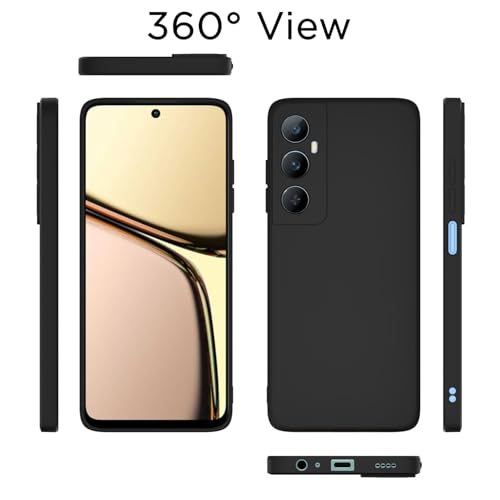 Image of Outlouders Back Cover for Realme C65 4G | Camera Protection | Durable Soft Matte Silicone Bumper Case (Black)