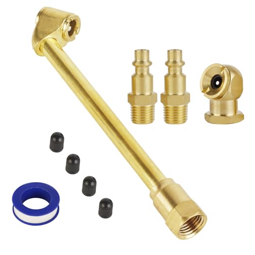 Posocco Air Chuck Set for Tire Inflator Gauge and Air Compressor 1/4 FNPT Dual Head Air Chuck Closed Ball Tire Chuck Male Quick Plug Fittings with Teflon Tape