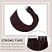 Hairro 16 Inch Remy Tape in Hair Extensions Human Hair, 100g 40pcs Wine Red Long Straight Hairpieces with Double Sided Tape Burgundy